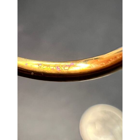 NEW Mexican Cherry fire opal moissanite halo ring in vermeil YG over 925 size 5 - Picture 6 of 16